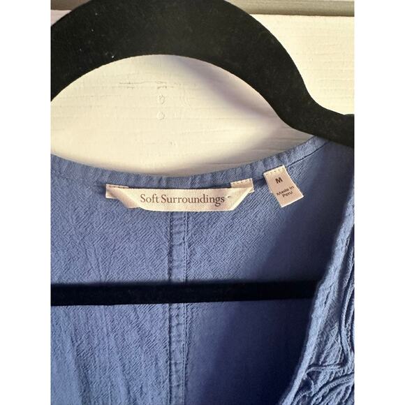 Soft Surroundings Cotton EmbroideredWrap Dress Blue Size Medium - Picture 3 of 8